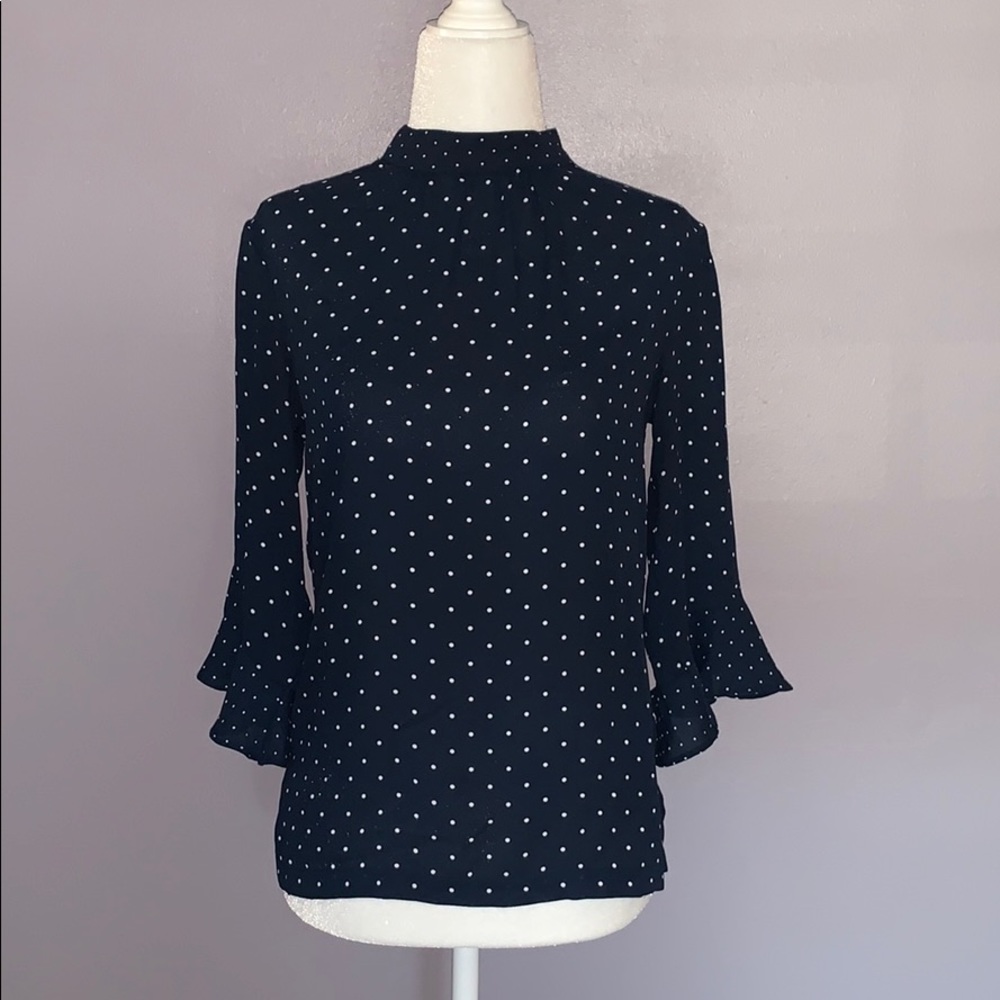Navy & white polka dot shirt